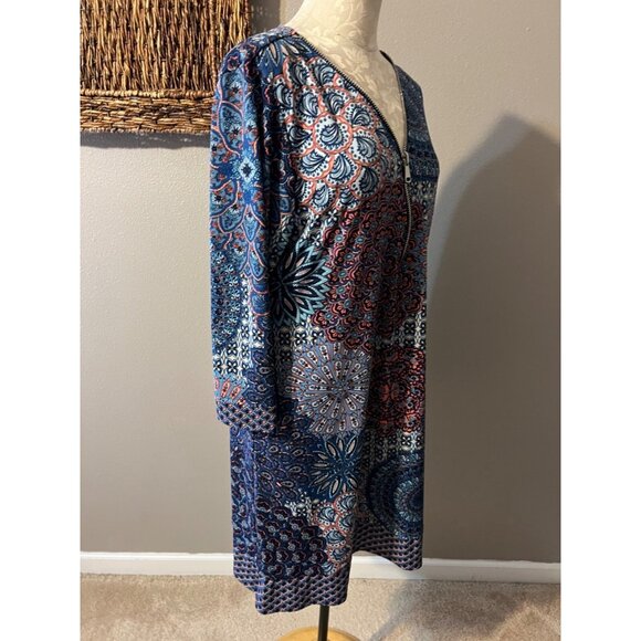 MSK Stretch Shift Dress XL Extra Large 3/4 Long Sleeve Stretch Washable - Picture 3 of 5